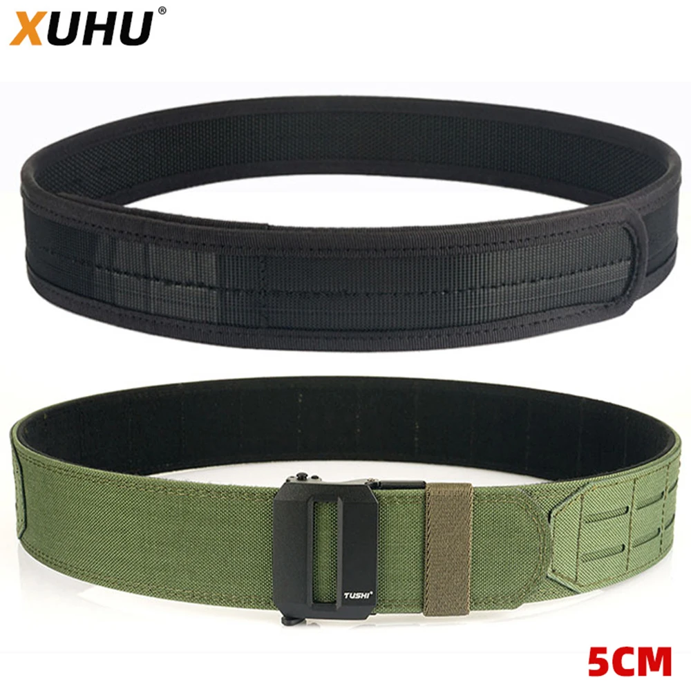 XUHU Outdoor Hunting Men Tactical Belt Multi-Function Nylon Belt High Quality Marine Corps Automatically inner and outer Belt