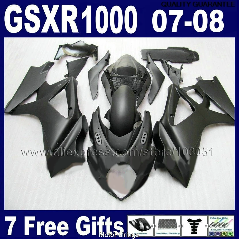

motorcycle fairings kit for SUZUKI GSXR 1000 2007 GSXR 1000 2008 GSXR1000 K7 K8 07 08 matte black bodywork fairing
