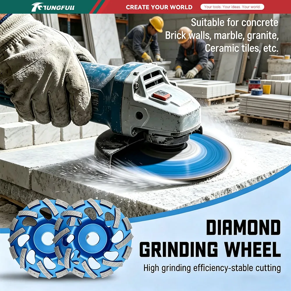 5 Inch Diamond Concrete Grinding Cup Wheel 7/8 Inch Arbor for Paint Epoxy Coating Removal Surface Grinding Polishing Disc