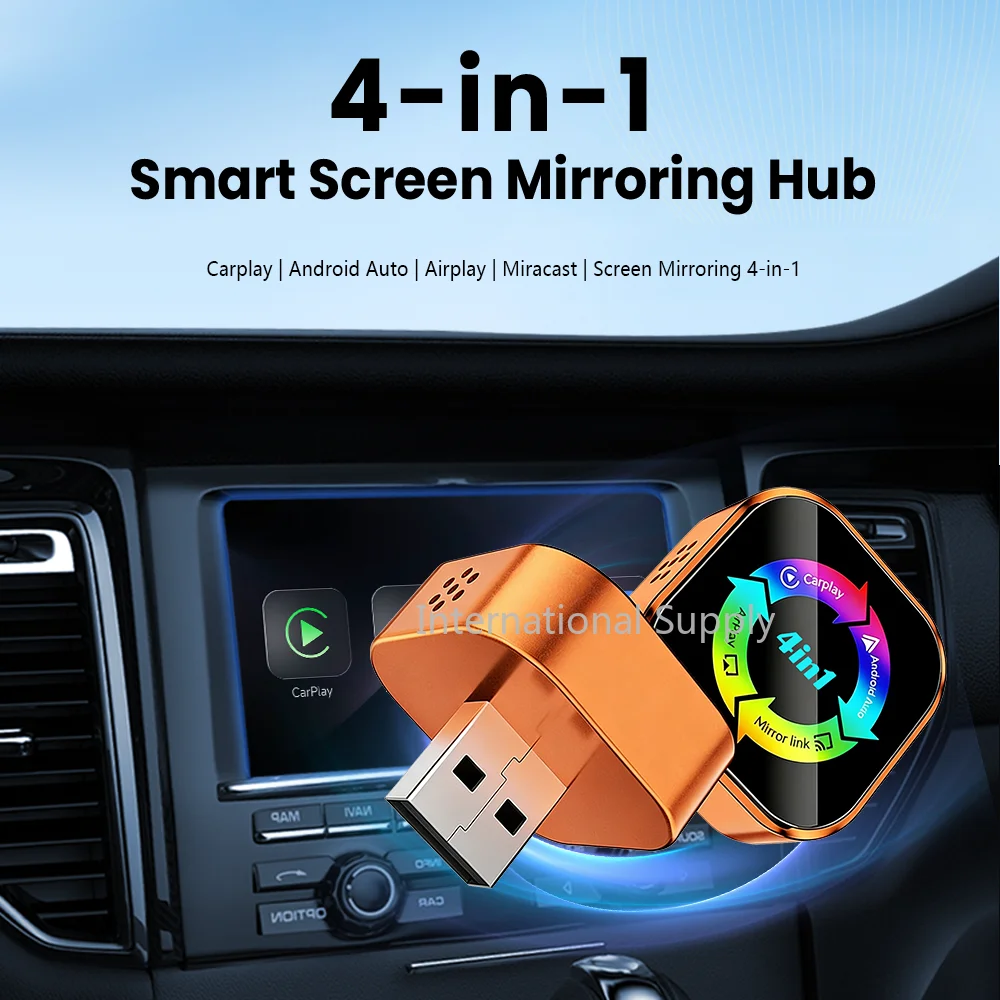 NEUER Upgrade 4-in-1 Kabelloser Carplay Mirror Link Airplay Adapter Sofortige Umwandlung von Kabelgebunden zu Kabellos Plug&Play für Kabelgebundenes Carplay – Detail 1