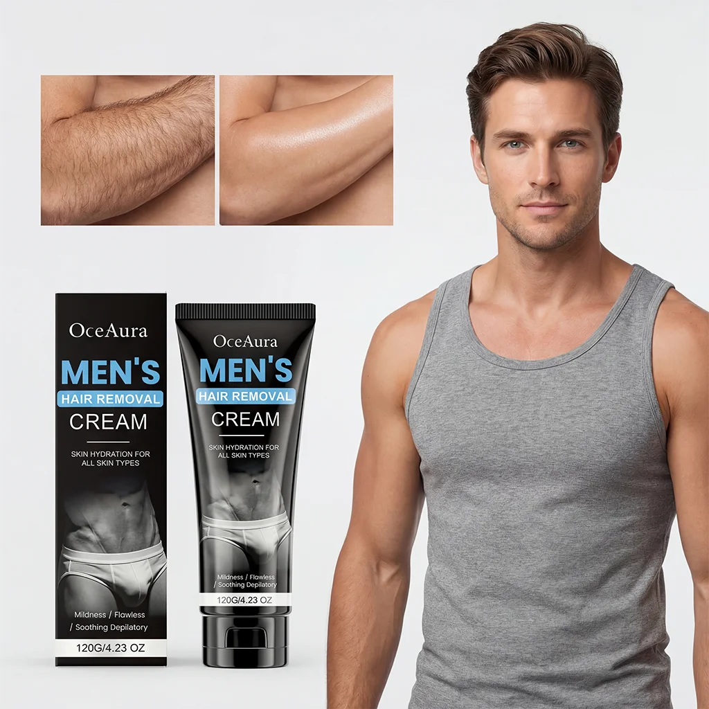 Hair Removal Cream for Men Painless Gentle Depilatory Cream Effective Body Hair Remover for Chest Arms Legs Smoothing Skin