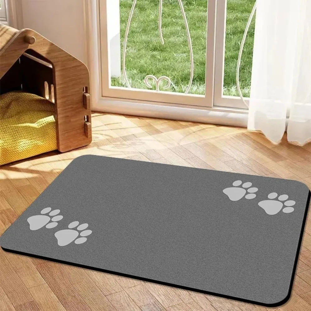 1pcs Waterproof Absorbent Pet Feeding Mat - Quick Dry Pet Placemat for Food and Water Bowl with Rubber Backing for Dog and Cat