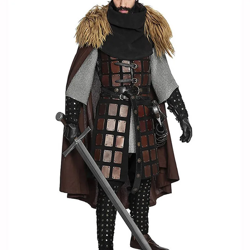 Medieval Viking Knight Leather Brigandine Tunic Coat Roman Gladiator Warrior Cosplay Costume Vest Tabard LARP Armor Skirt Jerkin