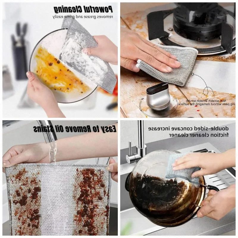 10 piece set of cleaning cloth, metal wire, kitchen sink, towels, dishwashing cleaning tools