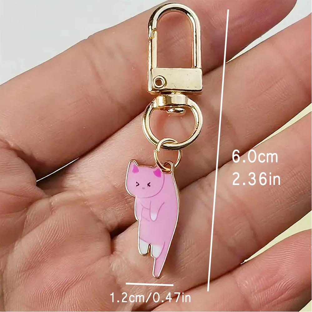 Creative Lazy Cat Keychain Mini Hanging Kitten Charms Keyrings For Student Couple Purse Handbag Mobile Phone Decoration Gifts