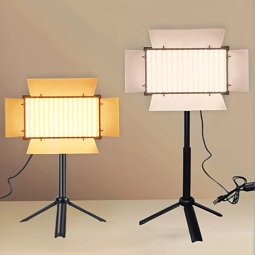 

Video Photography Lighting Kit USB Powered 3-Stage Adjustable Stand 9” Square Fill Light 3 Dimmable Light Colors