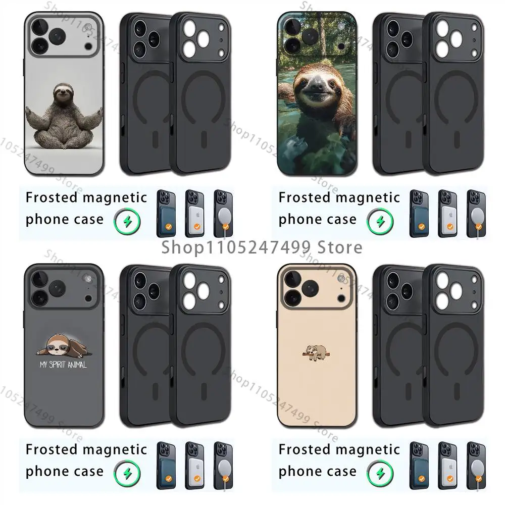 

Animal Cute Sloth Phone Case For iPhone 17,16,15,14,13,12,11,Pro,Max,Plus,Mini,SE4,E Magnetic Magsafe Wireless Charging