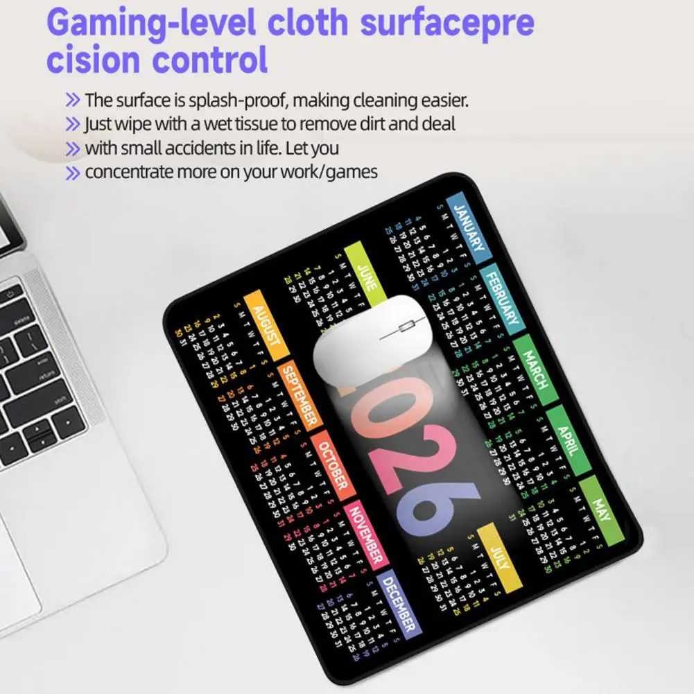 2026 Calendar Mouse Pad Rectangle Waterproof Home Office Gaming Computer Laptop Mousepad Desk Mat with Non-slip Rubber Base