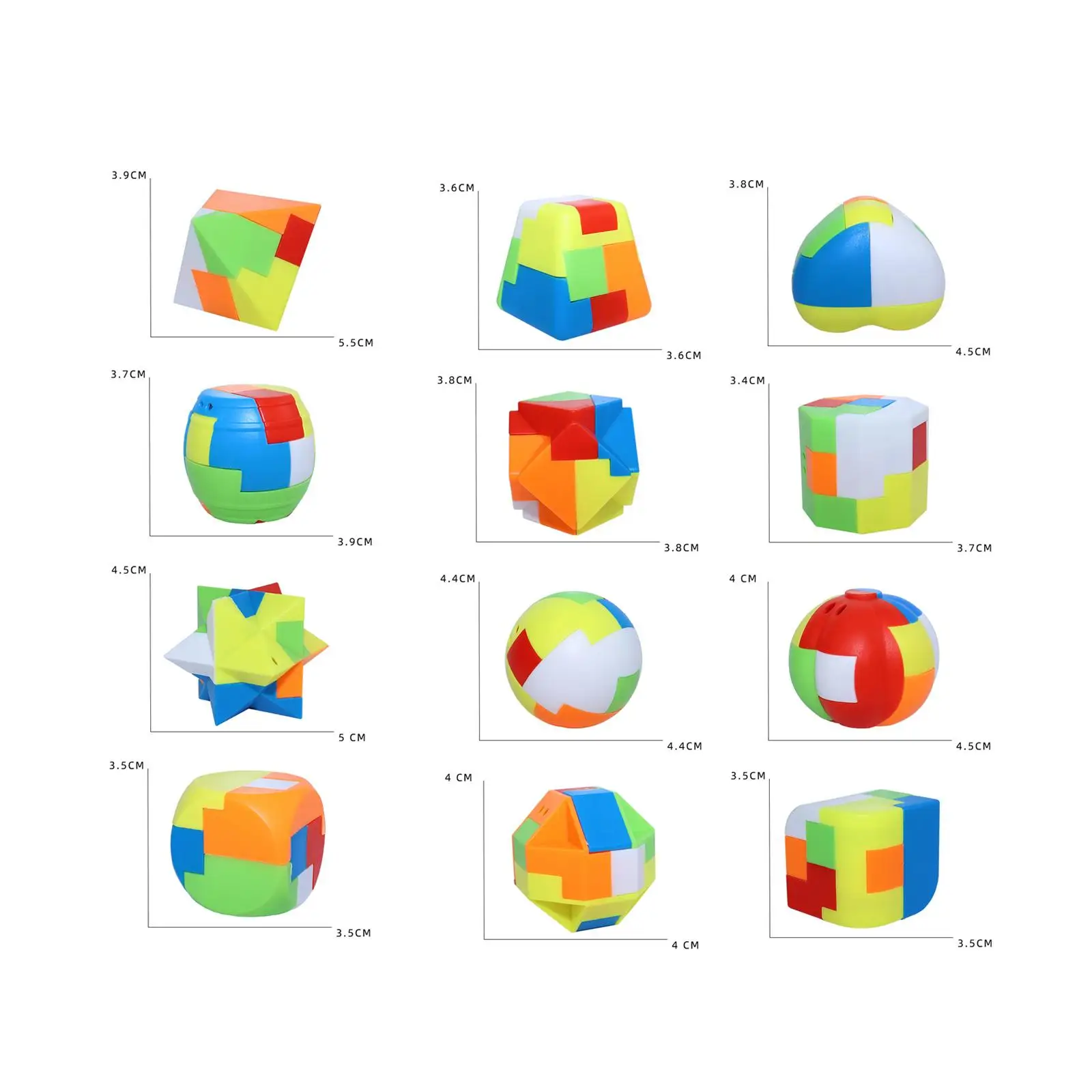 12 قطعة من ألعاب الألغاز ثلاثية الأبعاد قفل ألعاب العقل دعابة الدماغ لهدايا عيد الميلاد