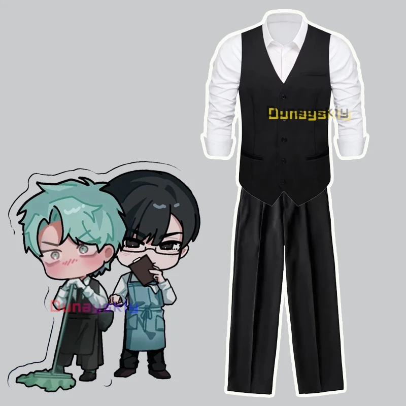 ALIEN STAGE TILL Cosplay Costume Till Coffee Shop Overalls Apron Suit Men Suit Vest V Neck Waistcoat Anime Role-playing Outfit