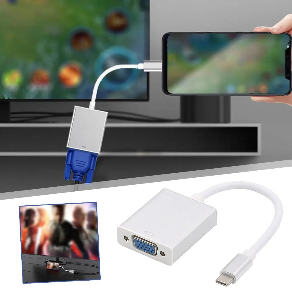 

Адаптер Type-c к Vga с чипом Pro, конвертер проектора, выход 4k, защита от ореолов для собраний, презентаций, дома R5q5