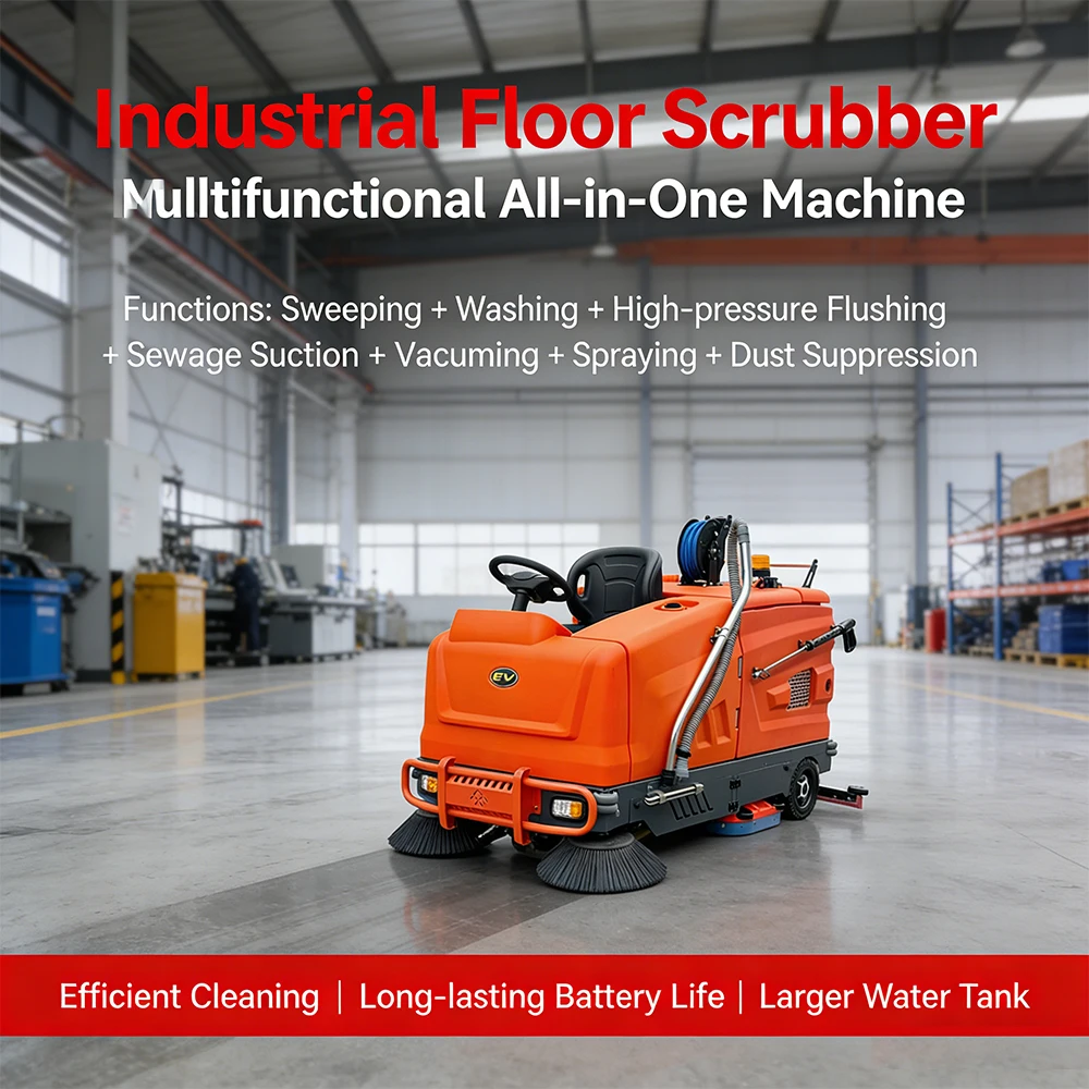 Large Industrial Floor Scrubber Sweep Wash The Floor Dust Suppression Factory Property Road Cleaning Vehicle Excluding Freight