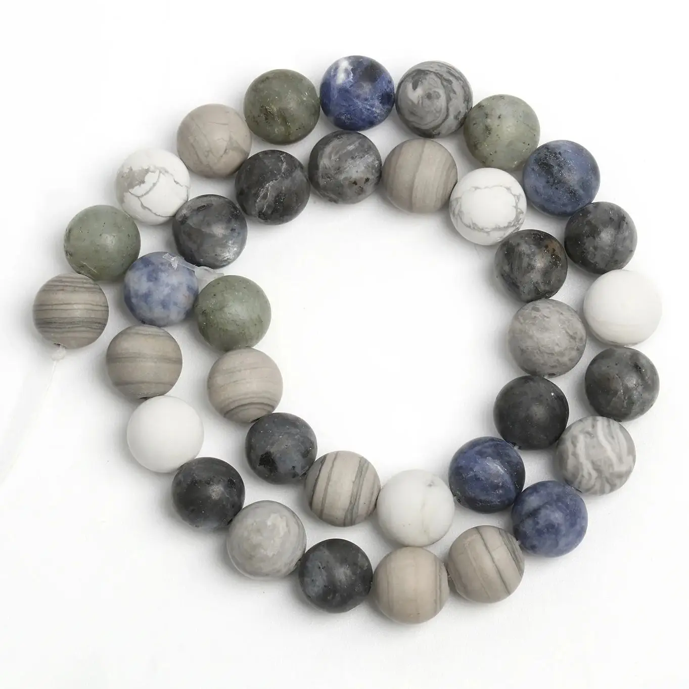 Nature Stone Frosted Mixed Stone Blue Round Beads Loose Spacer Beads Jewelry Making DIY Bracelets Necklaces Accessory 4 6 8 10mm