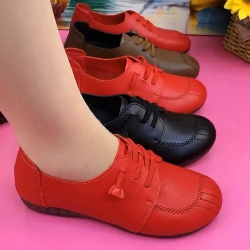 Spring & Autumn Women & Girls Flats Fashion Female Soft Leather Shoes Sports Casual Size 35-41