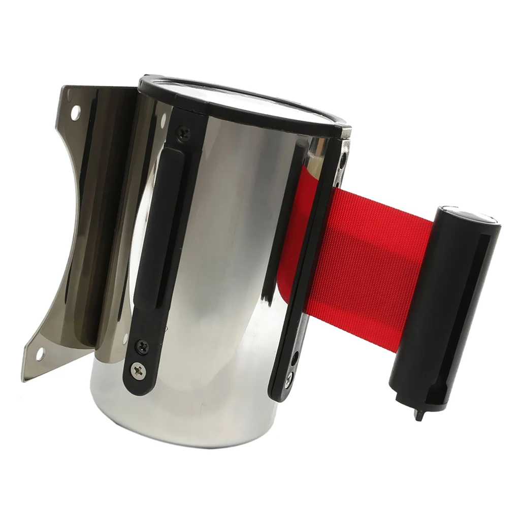 Stainless Steel Mounted Queue Rope Retractable Ribbon Belt Security Barrier for Bank Hotel Event Crowd Control Solution