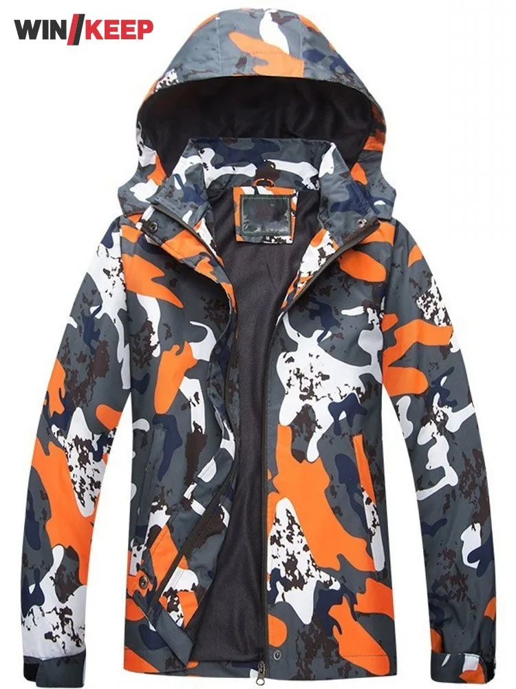 Outdoor Lovers Camouflage Printed Hiking Jacket Mens Windproof Thin Hooded Camping Jacket Women Sportswear Windbreaker Coats 5XL