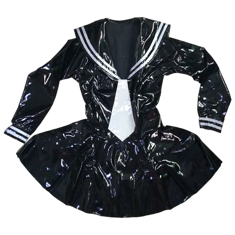 

Latex Cosplay Uniforms Students Sailor Dress DS Club DJ Stage Show Dance Vintage Pipe Dance Costumes Harajuku