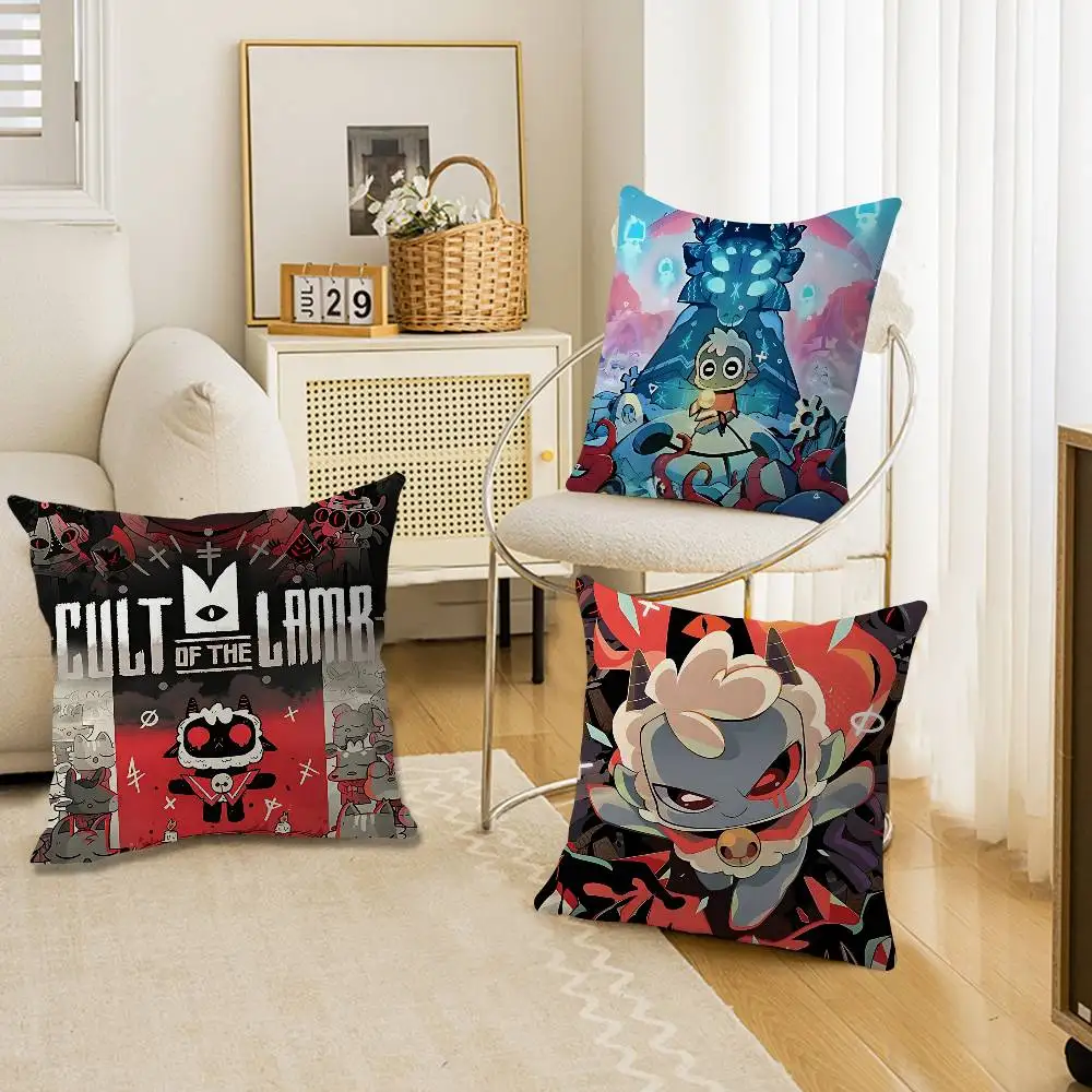 Game Cult Of The L-Lamb Pillow Cushion Cover Pillowcase Living Room Sofa Home Decor Customized