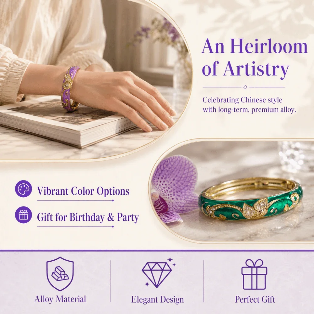 1cm Crown Cloisonne Bracelet Crown Colored Dropper Oil Colored Dropper Oil Bangle Traditional Ethnic Women's Hand Bracelet
