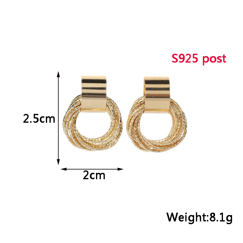 Metal Twist Round Stud Earrings for Women Multi-layers Wrap Hollow Geometric Statement Gold Color Simple Personality Decor