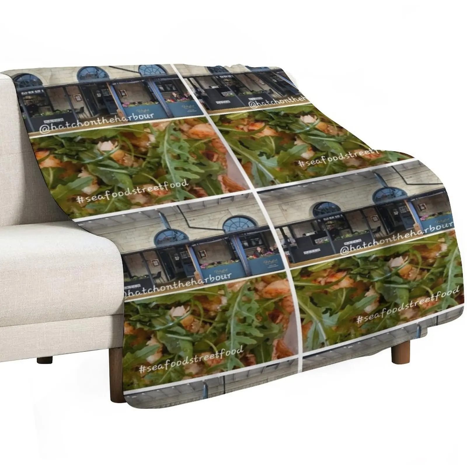 Seafood on the Harbour Throw Blanket Luxury Picnic cosplay anime Hairy Luxury Thicken Heavy Blankets