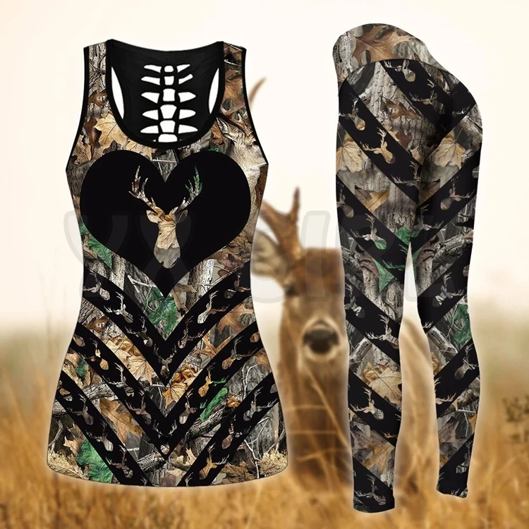 

Hunitng Deer Camo 3D Printed Tank Top+Legging Combo Outfit Yoga Fitness Legging Women