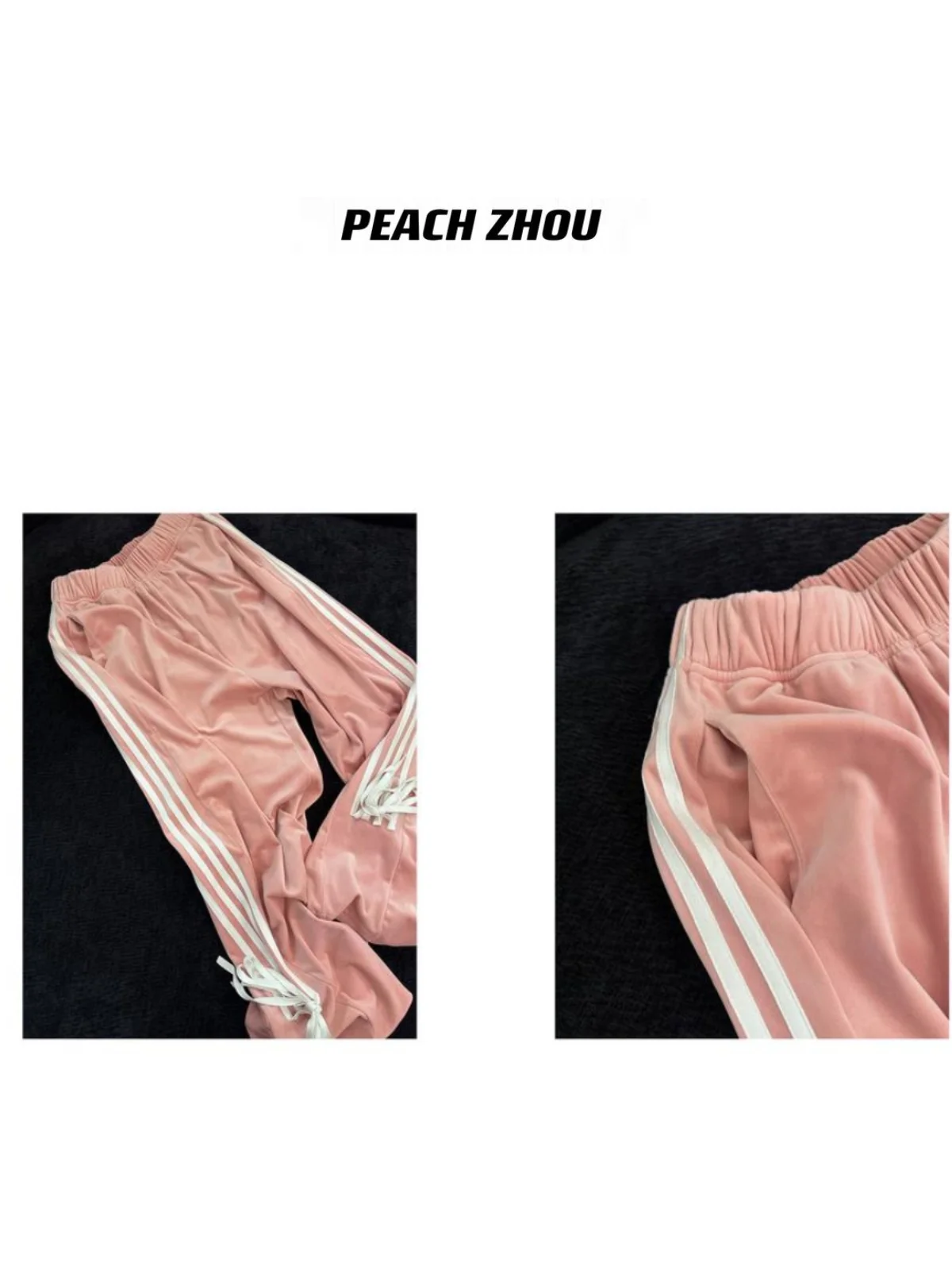 

Бархатные прямые повседневные брюки PEACHZHOU с поясом-завязкой, свободного кроя, длинные, уникальный дизайн, женские джинсы