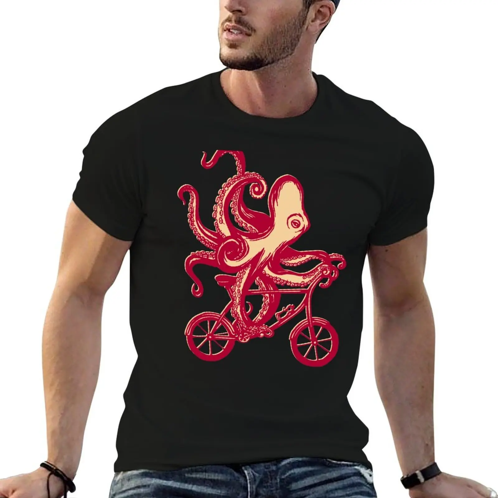 

Cycling octopus T-Shirt funny t shirts cotton t shirt personalised T-Shirt