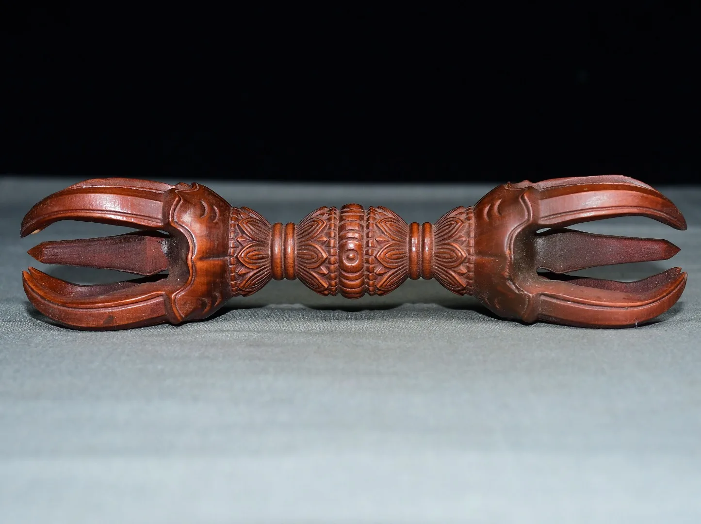 6"Old Boxwood Five shares Dorje Vajra Phurpa floral pattern Amulet Dharam Worship Hall Town house