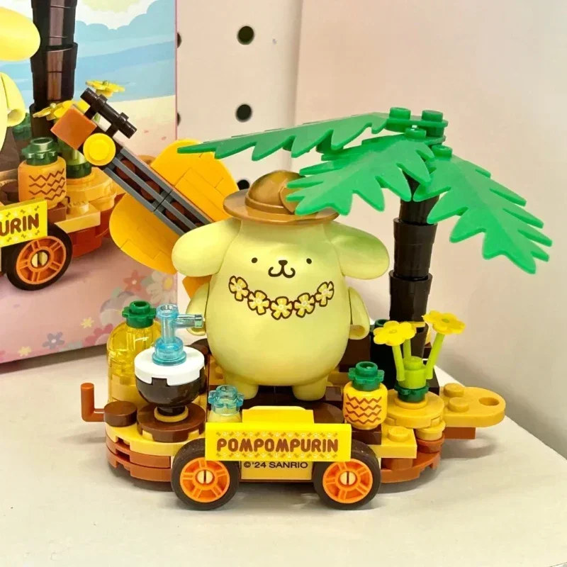 

Sanrio Car Shop Building Blocks Kuromi Hello Kitty Cinnamoroll Pochacco My Melody Float Parade Model Splicing Mini Brick Toy