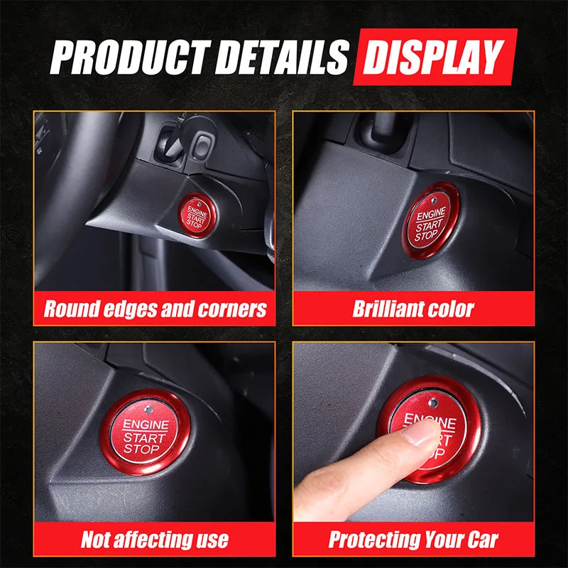 Aluminum Car One‑Touch Start Button Sticker For Ford Ranger 2023+ Car Interior Accessories