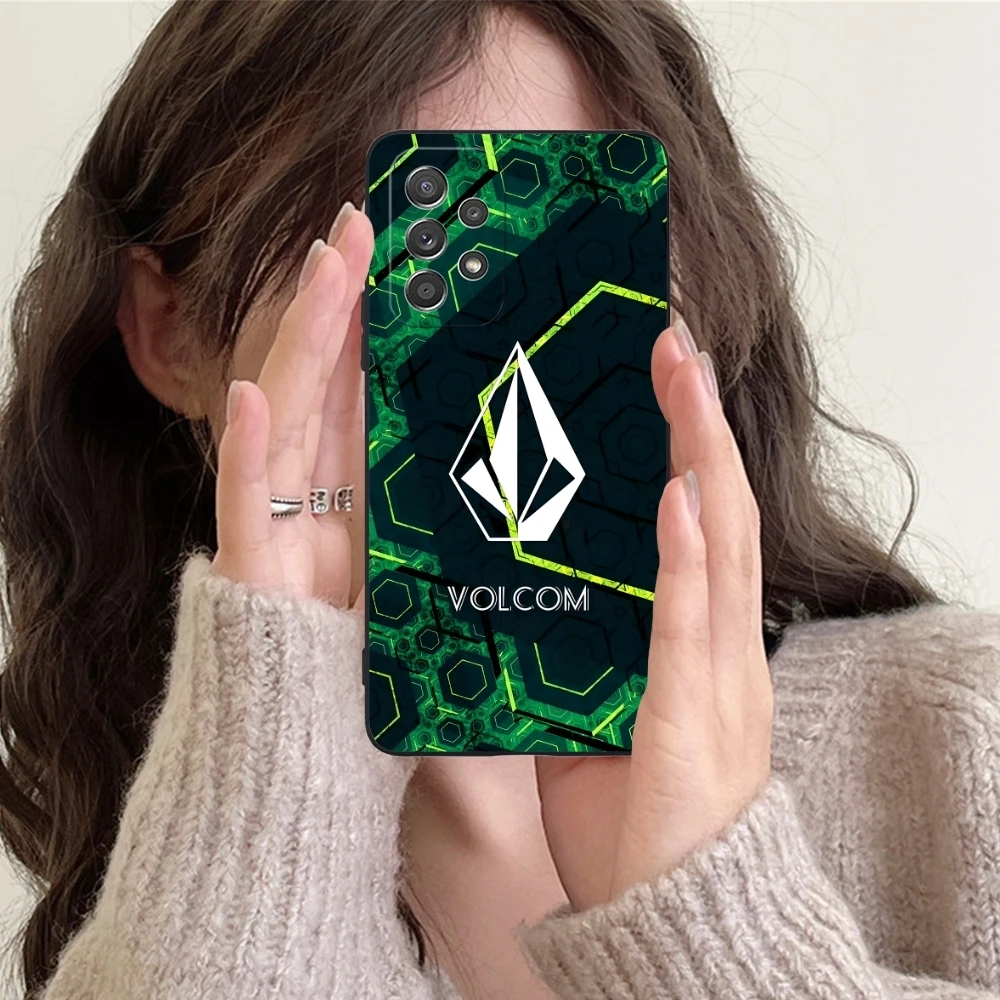 Fashion V-Volcom Mobile Cell Phone Case for Samsung Galaxy A91 73 71 70 54 53 52 34 24 23 21 S 5G Black Soft Phone Cover Shell