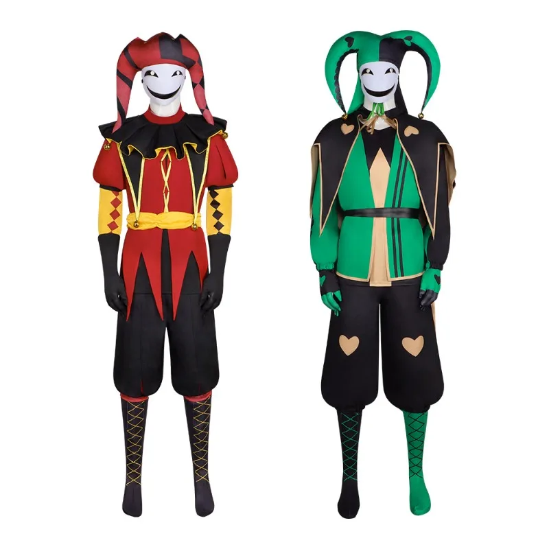 

The Freak Circus Pierrot Cosplay Costume Wig HarleQquin Clown Outfit Costume Game Halloween Scary Roleplay Clothing Mask Hat