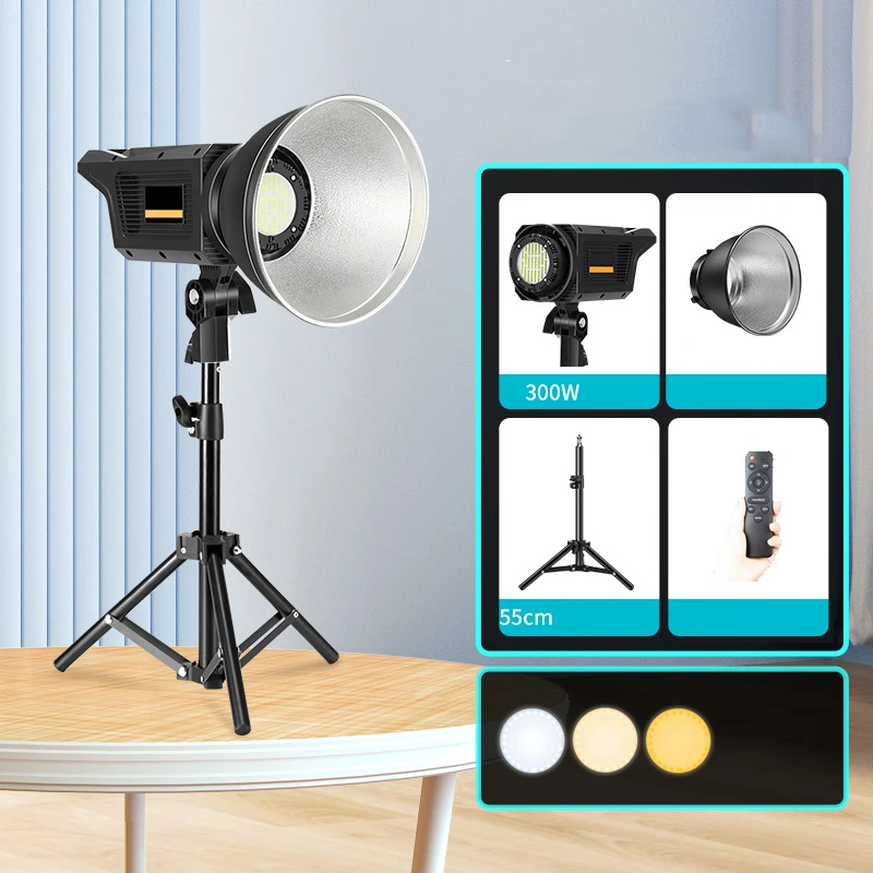 300W Sun Lamp LED Video Light Dimmable Bowens Mount Continuous Light for Live Streaming Photo Video Recording Daylight-Balanced image 3
