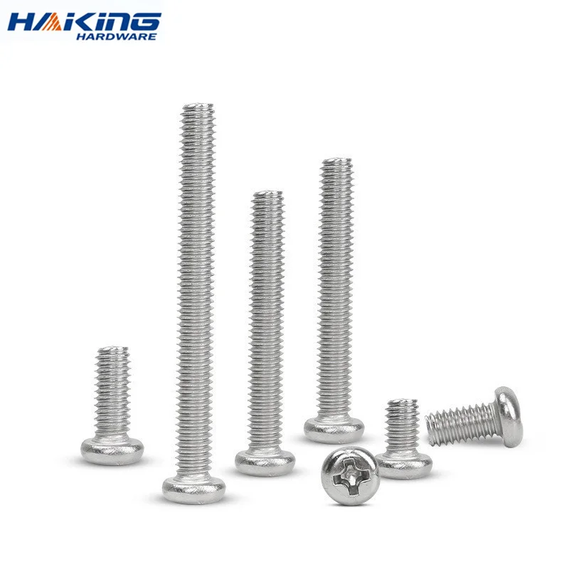 

100pcs/lot Cross Recessed BM Pan Head Screws Nickel Plated Carbon Steel M2 M2.5 M3 M4 Phillips Machine Screws Grade 4.8 DIN7985