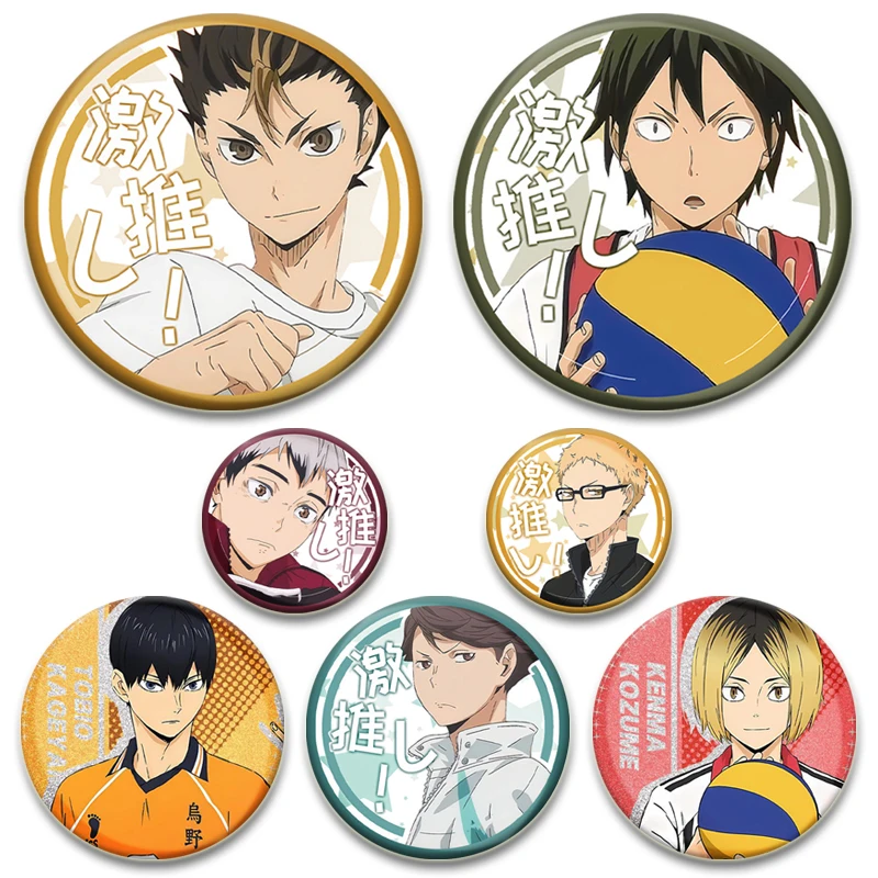 Anime Haikyuu da 32/44/58 mm!! Spille con stampa HD Distintivo fatto a mano Figura di cartone animato Kenma Kozume Spille con display rotondo