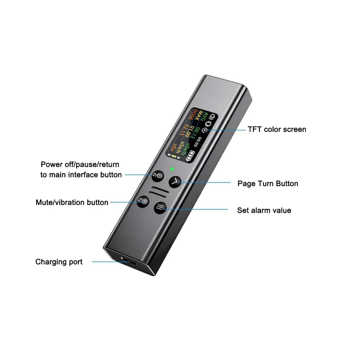 Nuclear Radiation Detector X-Ray Tester 0.96 Inch TFT Screen Multi-Function Marble Geiger Counter