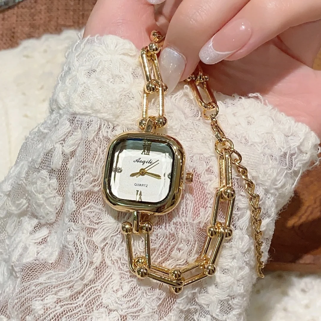 

Новые женские часы-браслет, золотые часы для женщин, модные кварцевые наручные часы с квадратным циферблатом, подарок, оптовая продажа, женские часы Reloj Mujer