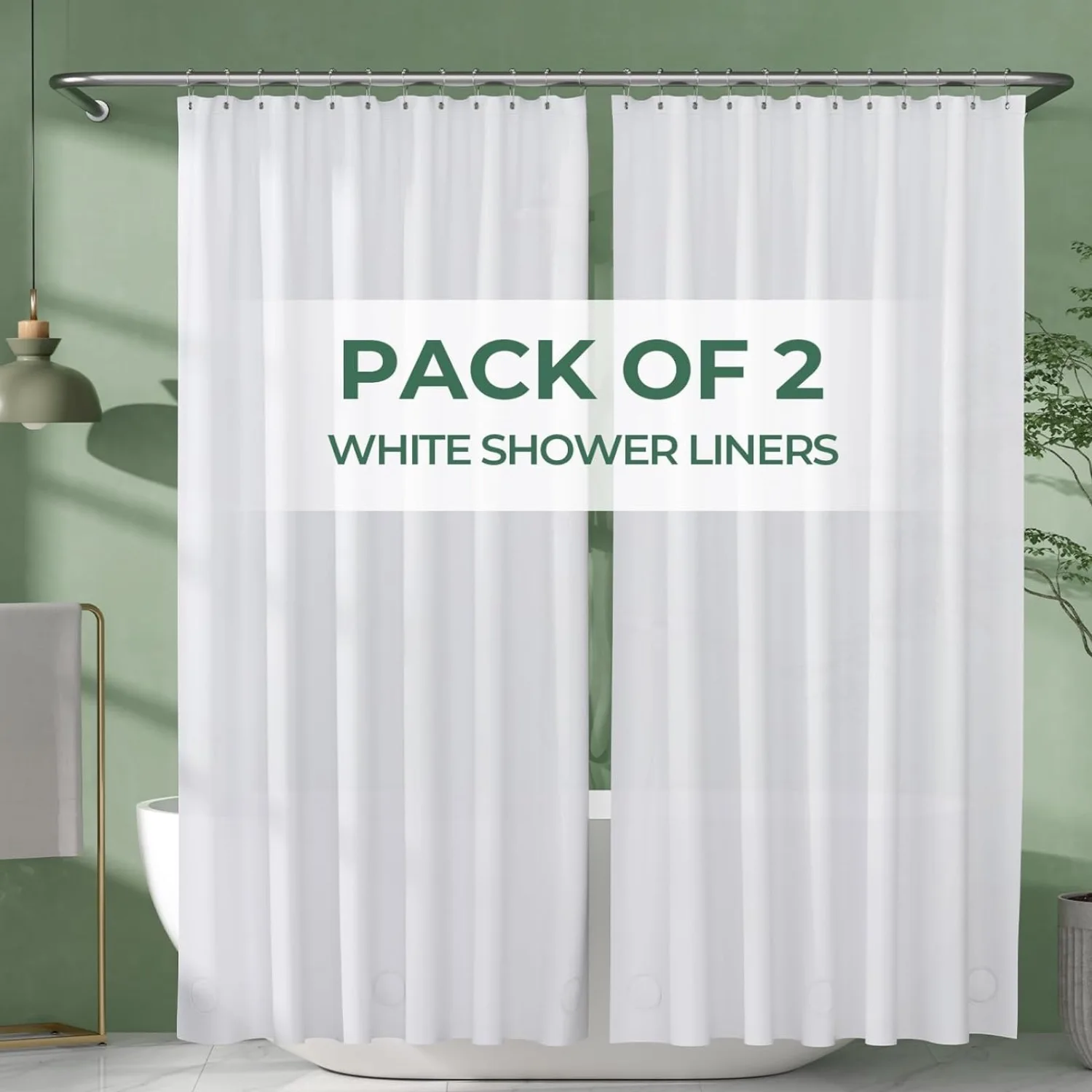 2-Pack PEVA Shower Curtain Liners 5