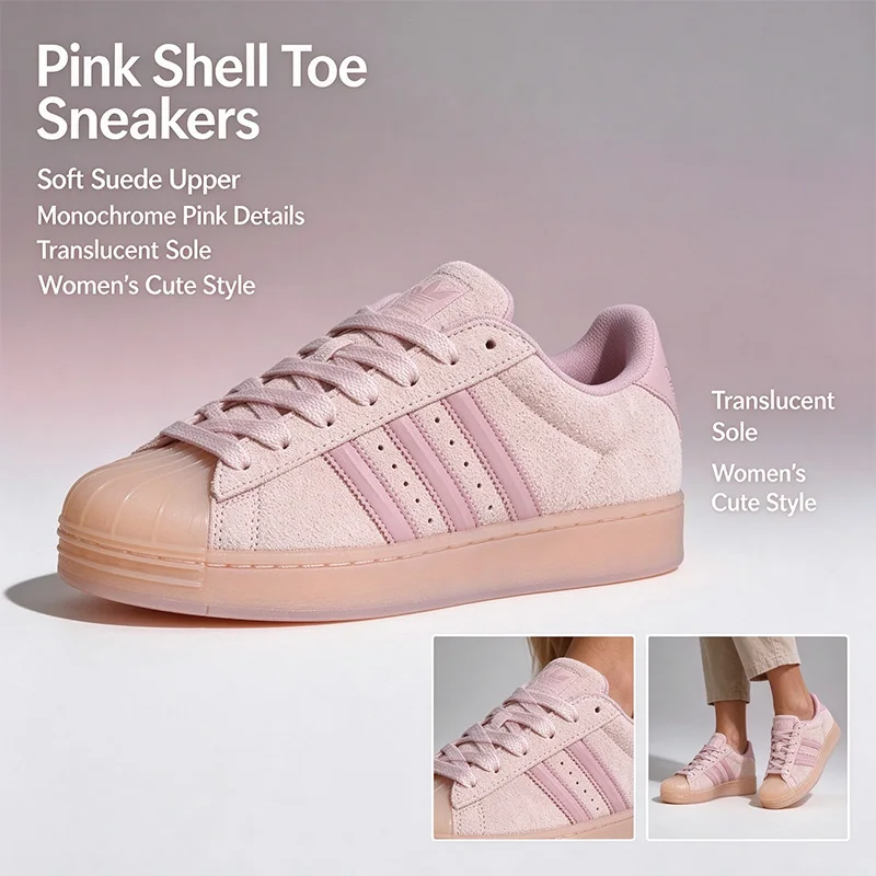 New Adidas SUPERSTAR ST W Originals KJ4687 Women Superstar Low Top Skate Shoes Lace Up Suede Rubber Outsole Thick Sole Free retu