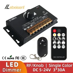 Dimmer per manopola a LED ad alta potenza DC 5-24V 30A * 3 vie Black Iron Shell collocazione RF telecomando Wireless per striscia di colore singolo PWM