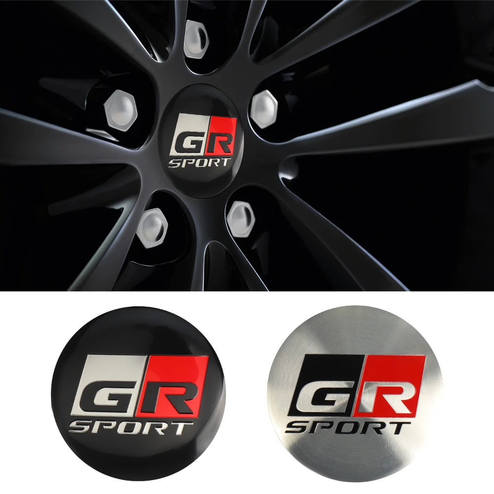 56mm 60mm Car Wheel Center Hub Cap Stickers For Toyota GR Sport C-HR RAV4 Yaris TRD Camry Land Cruiser Avalon Mirai Highlander