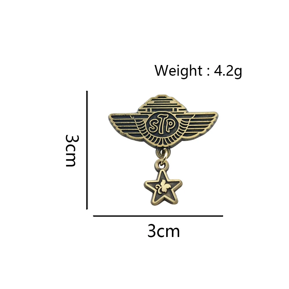 Stone-Temple Pilots Band Emaille-Pin STP-geflügelte Broschen Hängender Stern Metall-Abzeichen Grunge Rock Musik-Fans Sammlerstück Schmuck Geschenk – Detail 2