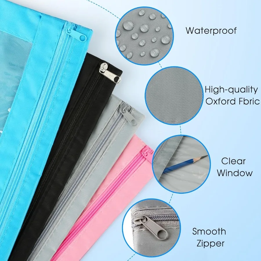 Peil Pouch for 3 Ring Binder: 3 Pack Clear Peil Pouch with Smooth Zipper Large Capacity Binder Pouch Cute School Office Organiz