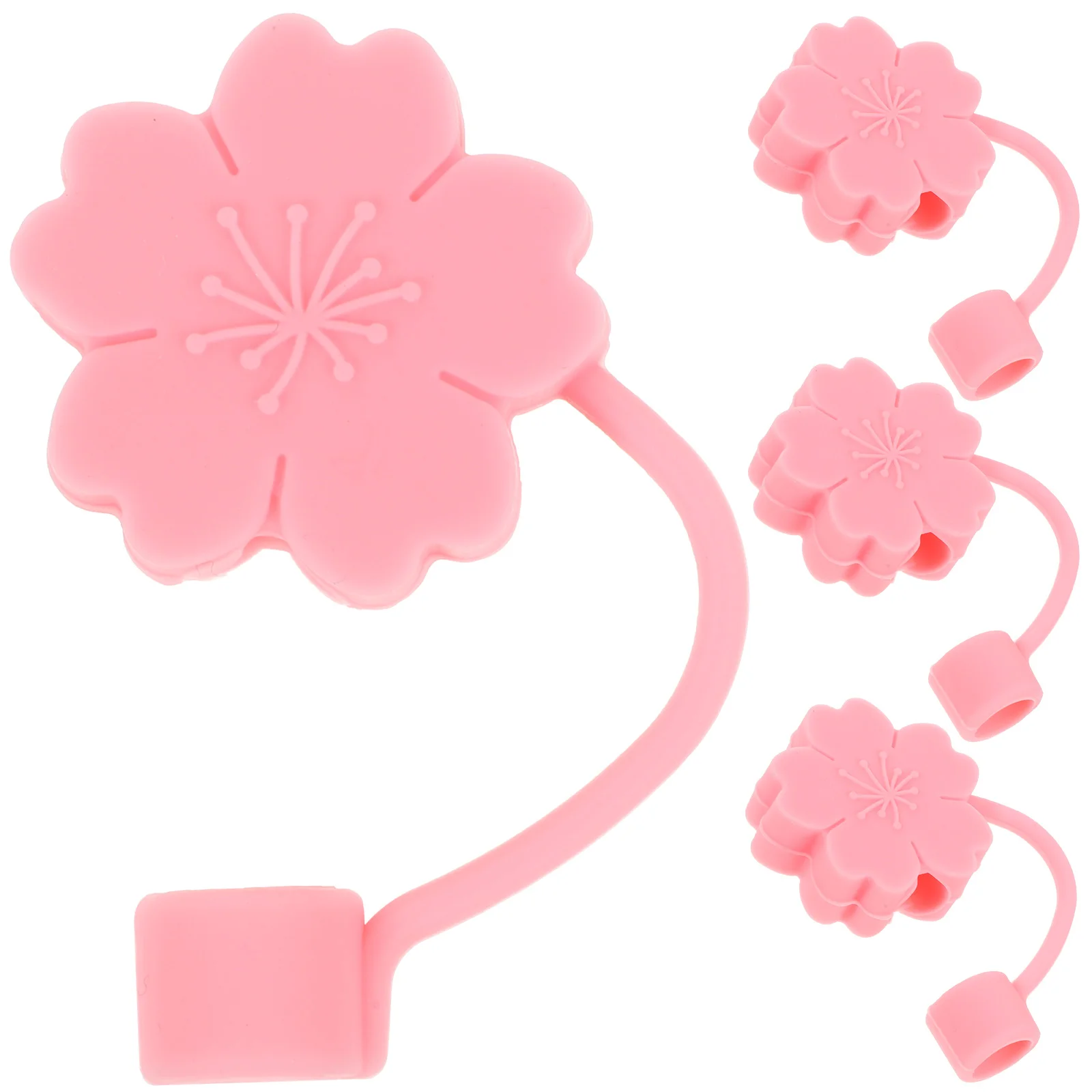 

4pcs Dust-proof Silicone Flowers Straw Cover Cute Anti-dust Seal for 6-8mm Straws Outdoor Kitchen Bar Accessories