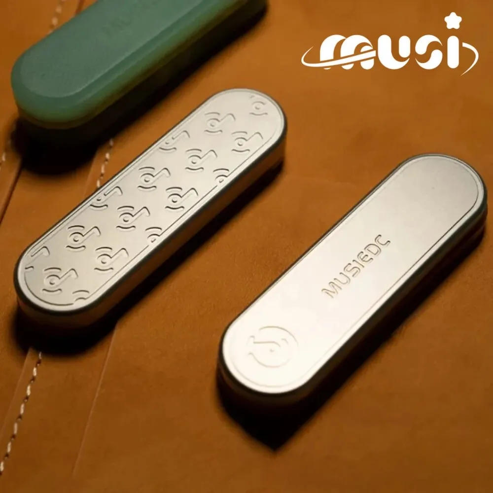 MUSI EDC 2.0 Fidget Slider Metal Original Designs Stainless Steel Polished Sand Blast Push Slider Fidget Toys For Adults