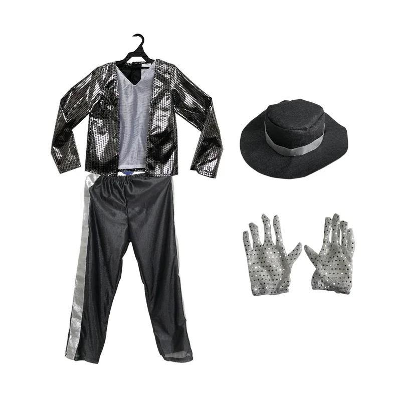Children MJ Michael Jackson Cosplay Costume Coat Billie Jean Kids Party Superstar Singer Dance Clothing PA8125