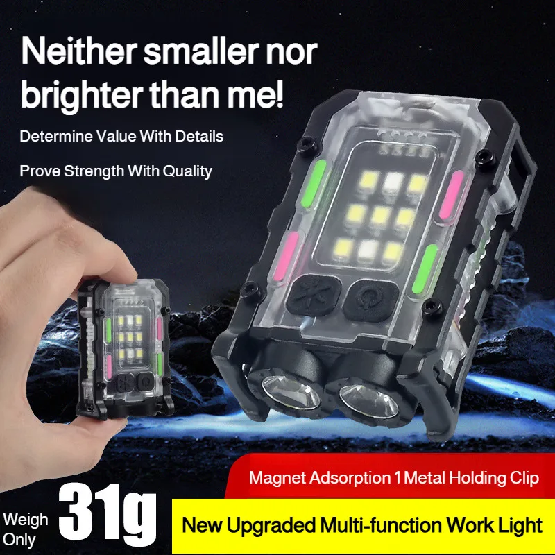 

Portable Magnetic Work Light - Multi-Functional, Red & Blue Flashing Warning, Mini Super Bright Emergency Flashlight