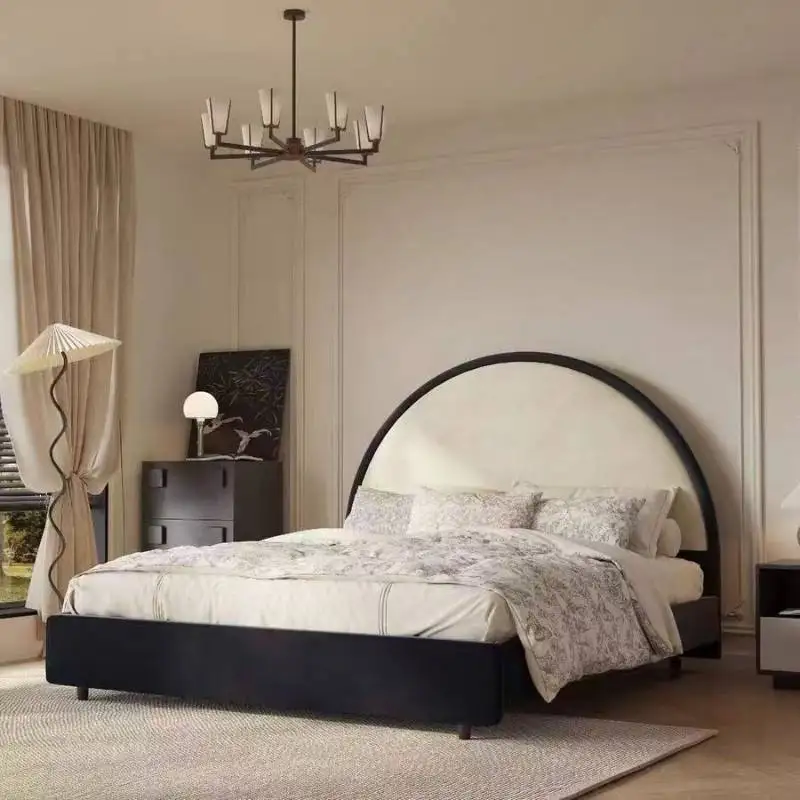 Barrier Frame Double Bed Mattresses Couples Wooden Queen Double Bed Headboards Bunker Letto Matrimoniale Furniture