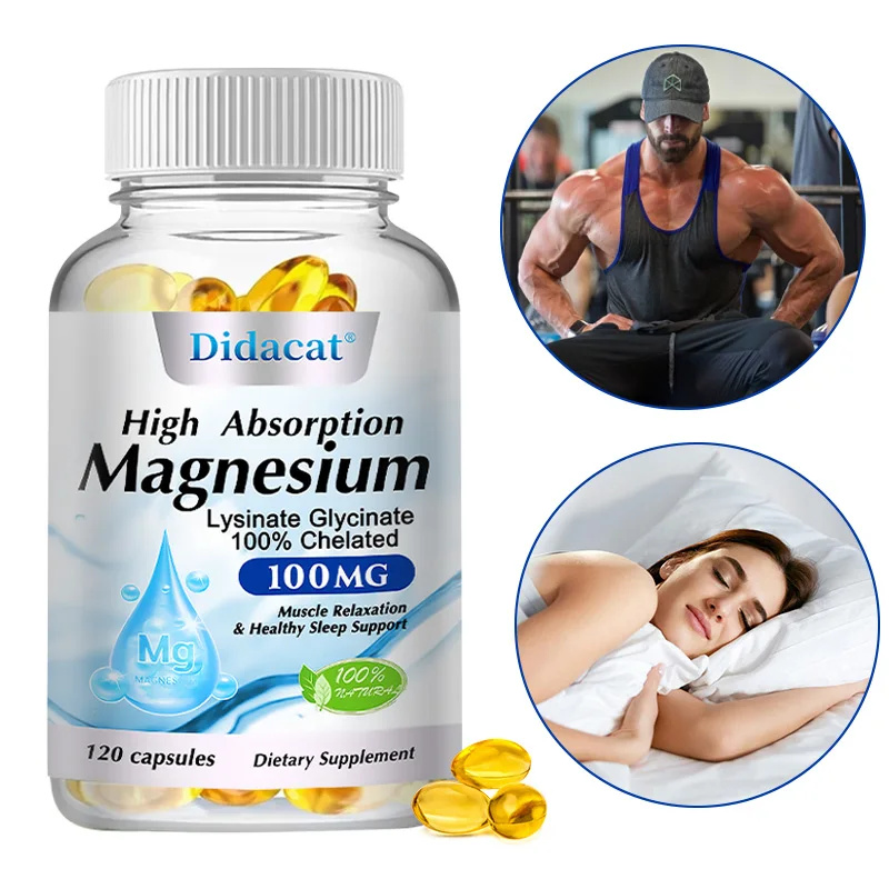 

Magnesium (Glycinate) - Supplement To Support Stress Relief, Sleep, Heart Health, Nerves, Muscles, and Metabolism - 120 Capsules